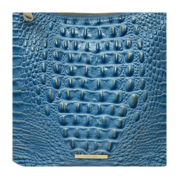 Brahmin Melbourne Katie Blue Croc Embossed Leather Shoulder Bag Adjustable Strap - Picture 4 of 16